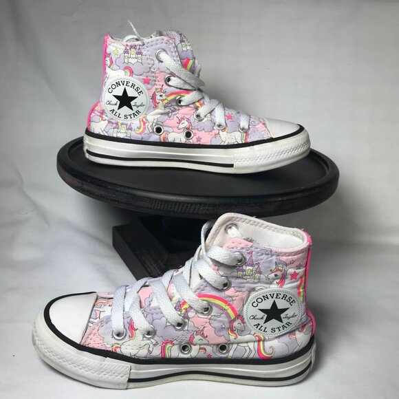 Converse Chuck Taylor All Star 'Neon Unicorn' Shoes Pink & Purple Junior Size 11 - Picture 3 of 4